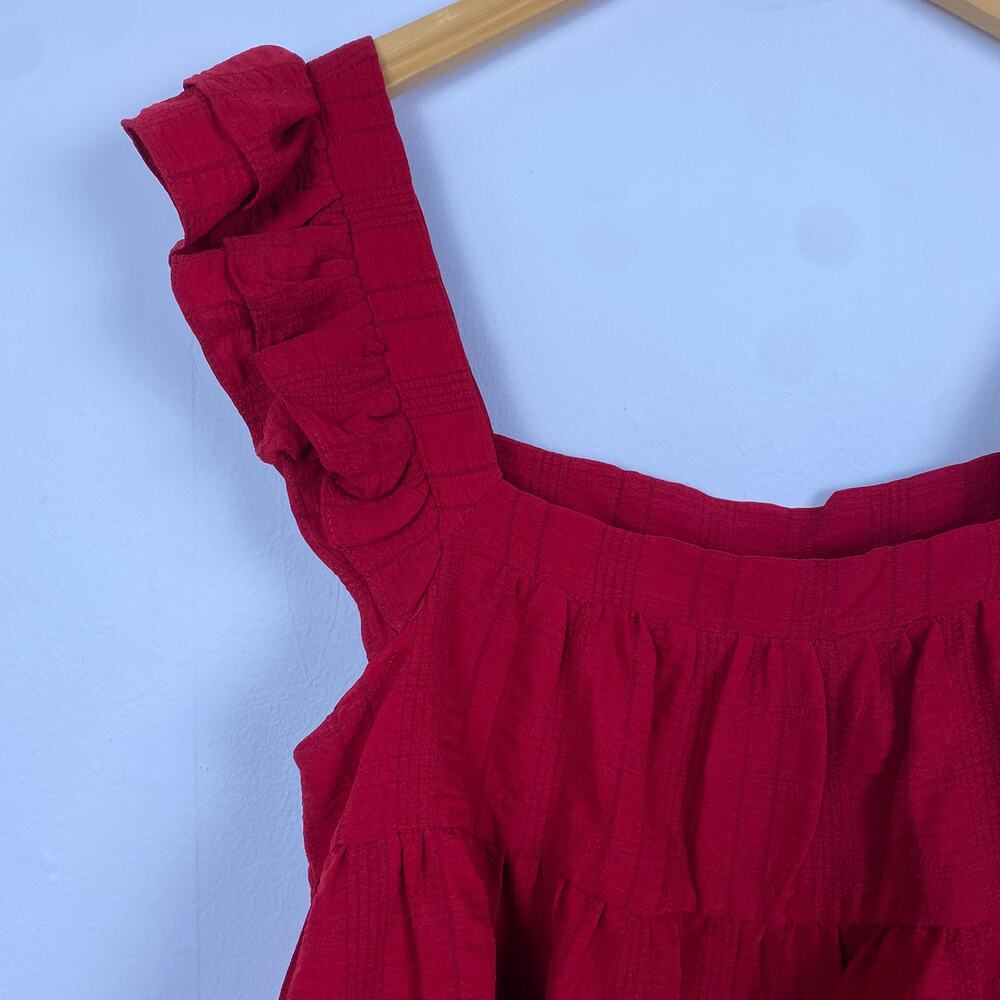 En Saison Red Ruffle Blouse - Picture 2 of 4